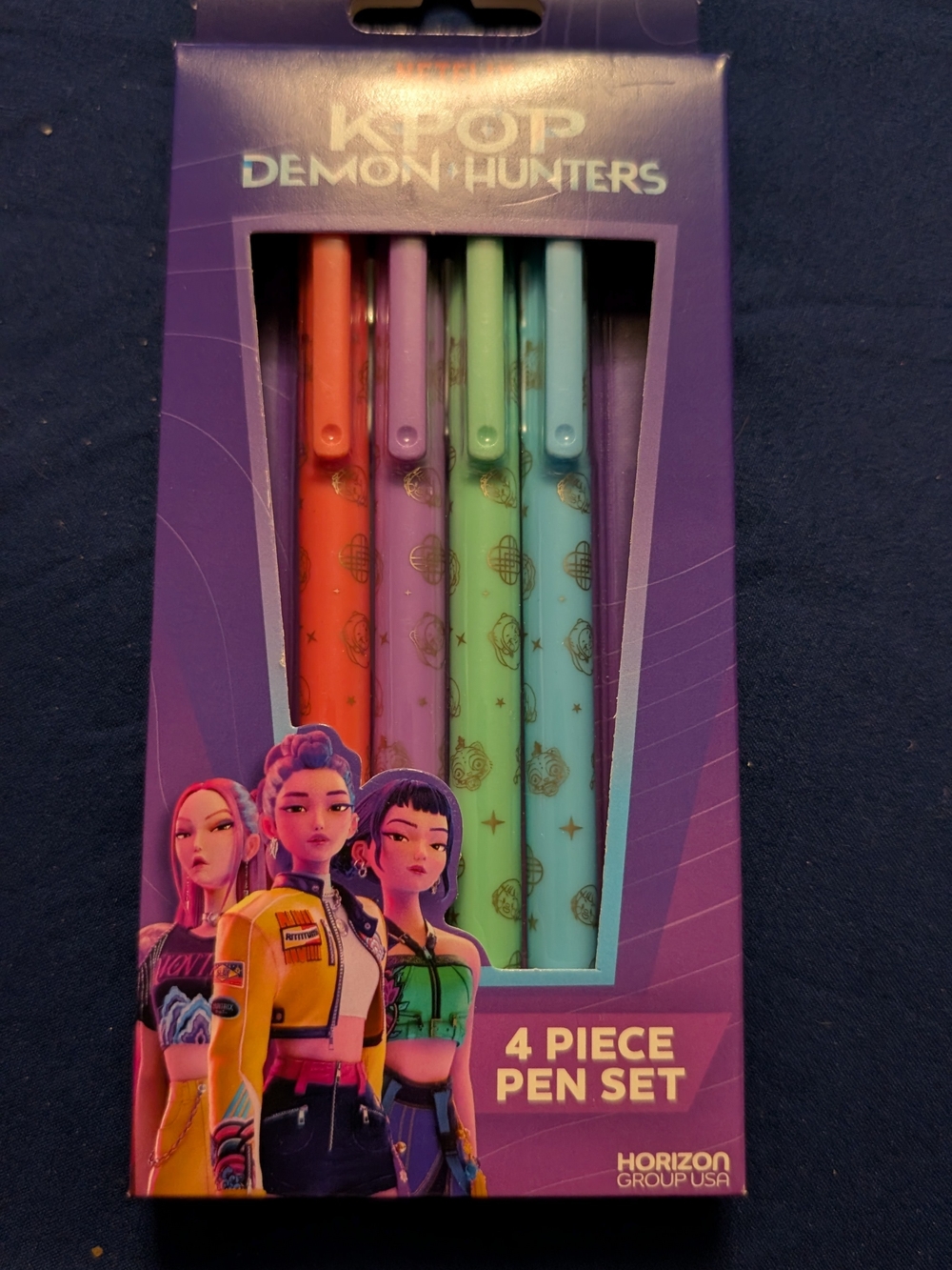 Netflix KPOP Demon Hunters 4-Piece Pen Set - Orange, Purple, Green, Light Blue